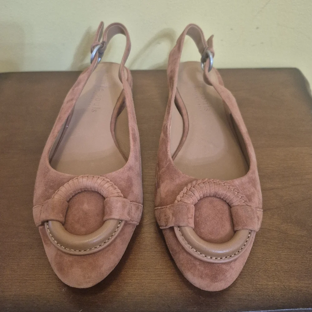 Gentle Souls by Kenneth Cole Athena Slip On Slingback Suede Leather Flats(8)